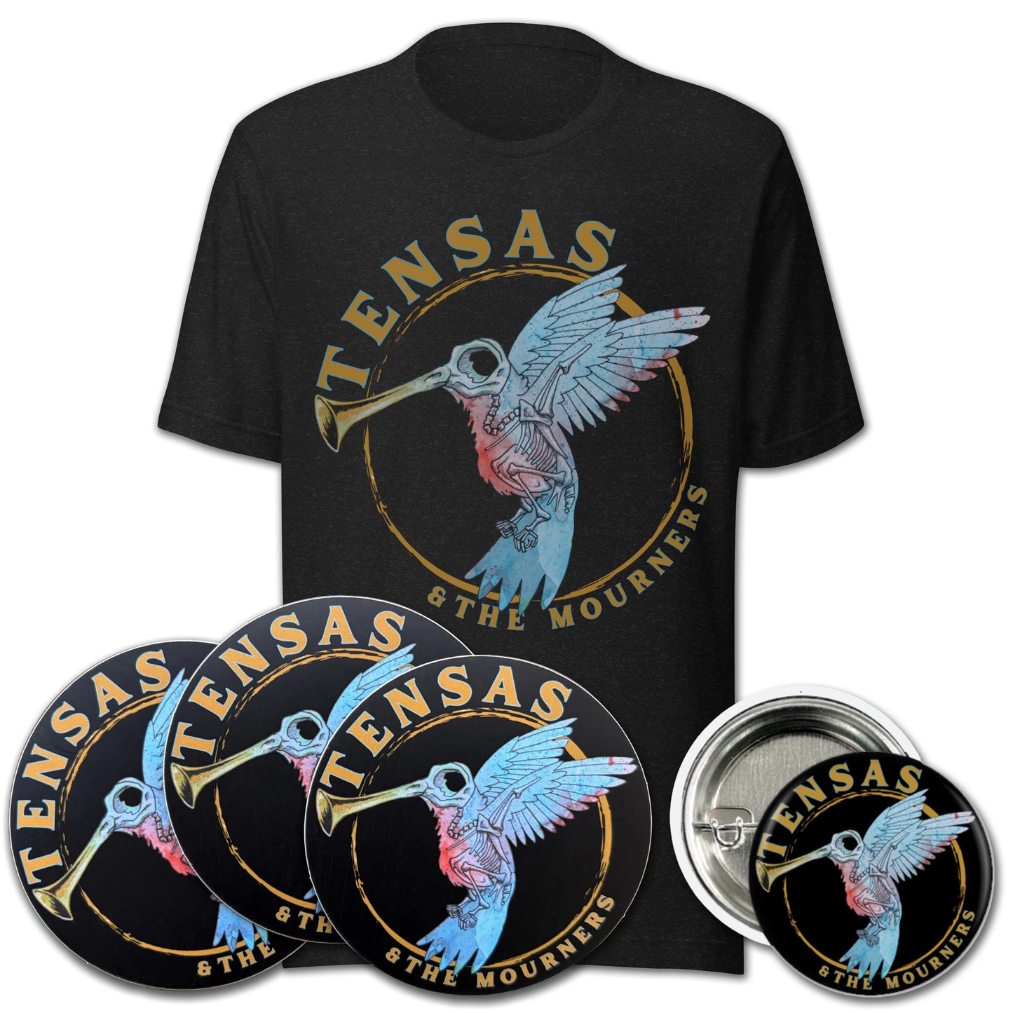 Tensas and the Mourners, Colorado, Rock, Punk, Roots Rock, Blues Rock, Folk Rock, Hummingbird, Shirt, Trumpet, beak