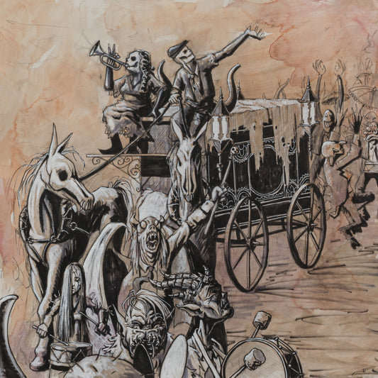 The Procession, Album Art, Tensas and the Mourners, Album Cover, Roots Rock, Dark Folk, Tall Tale Records, Tensas, Horse drawn hearse